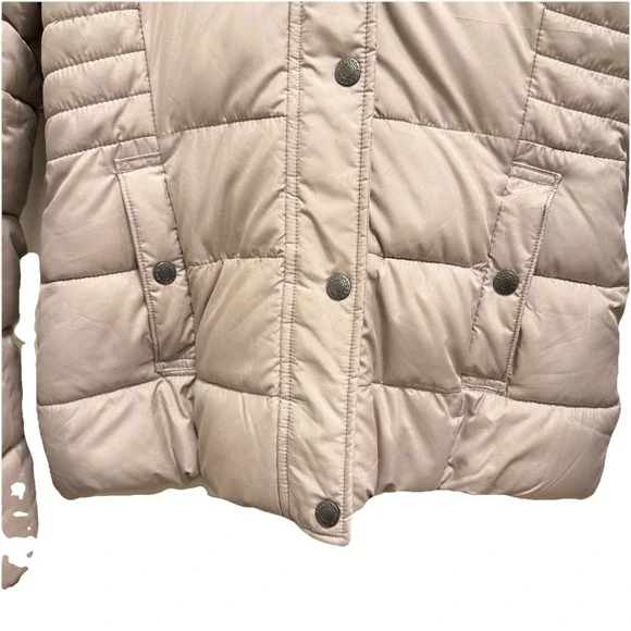Abercrombie & Fitch Women Puffer Jacket Hooded Beige XS - Picture 2 of 7